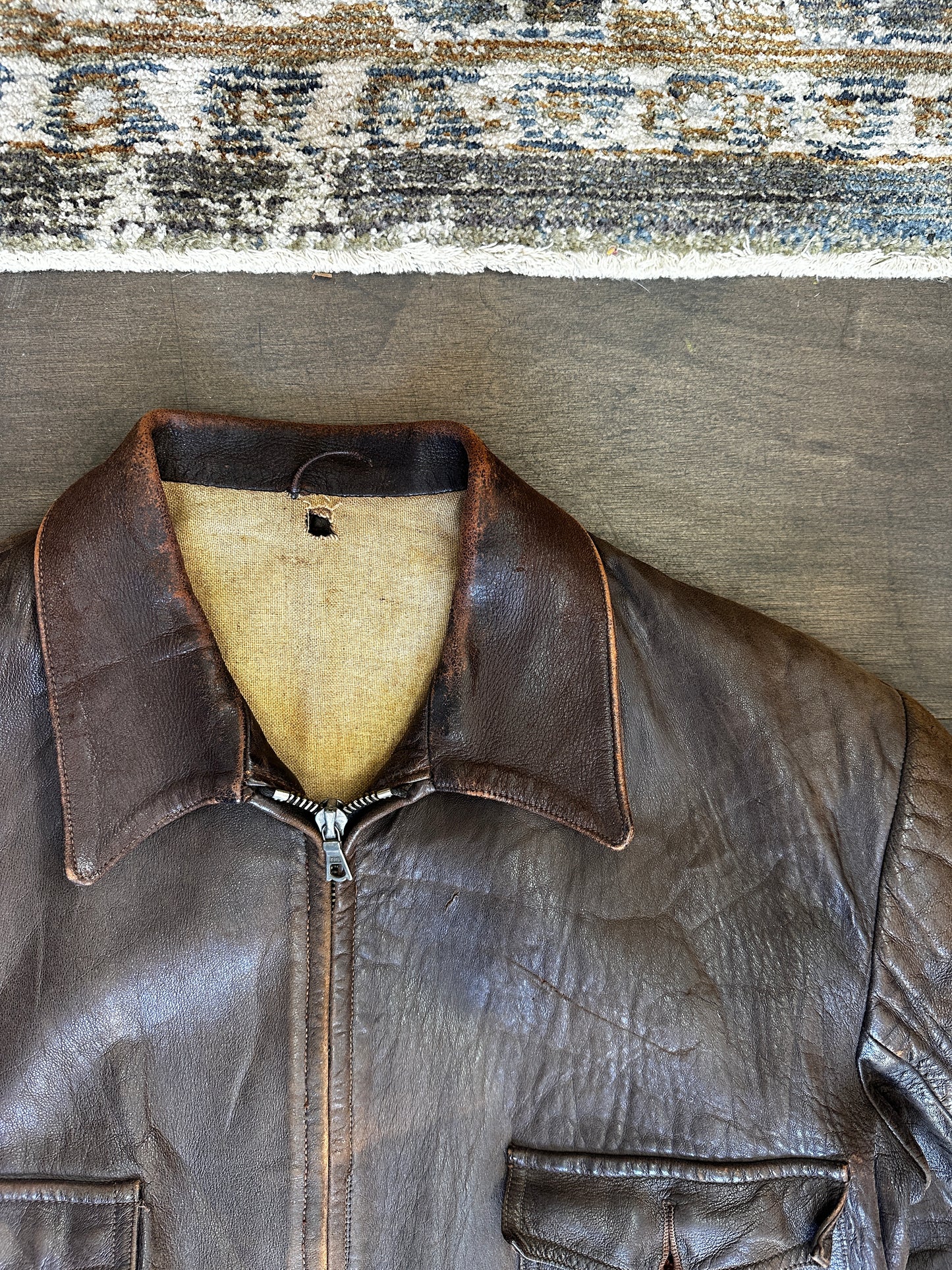 French Field Leather Cycling Jacket 1930s