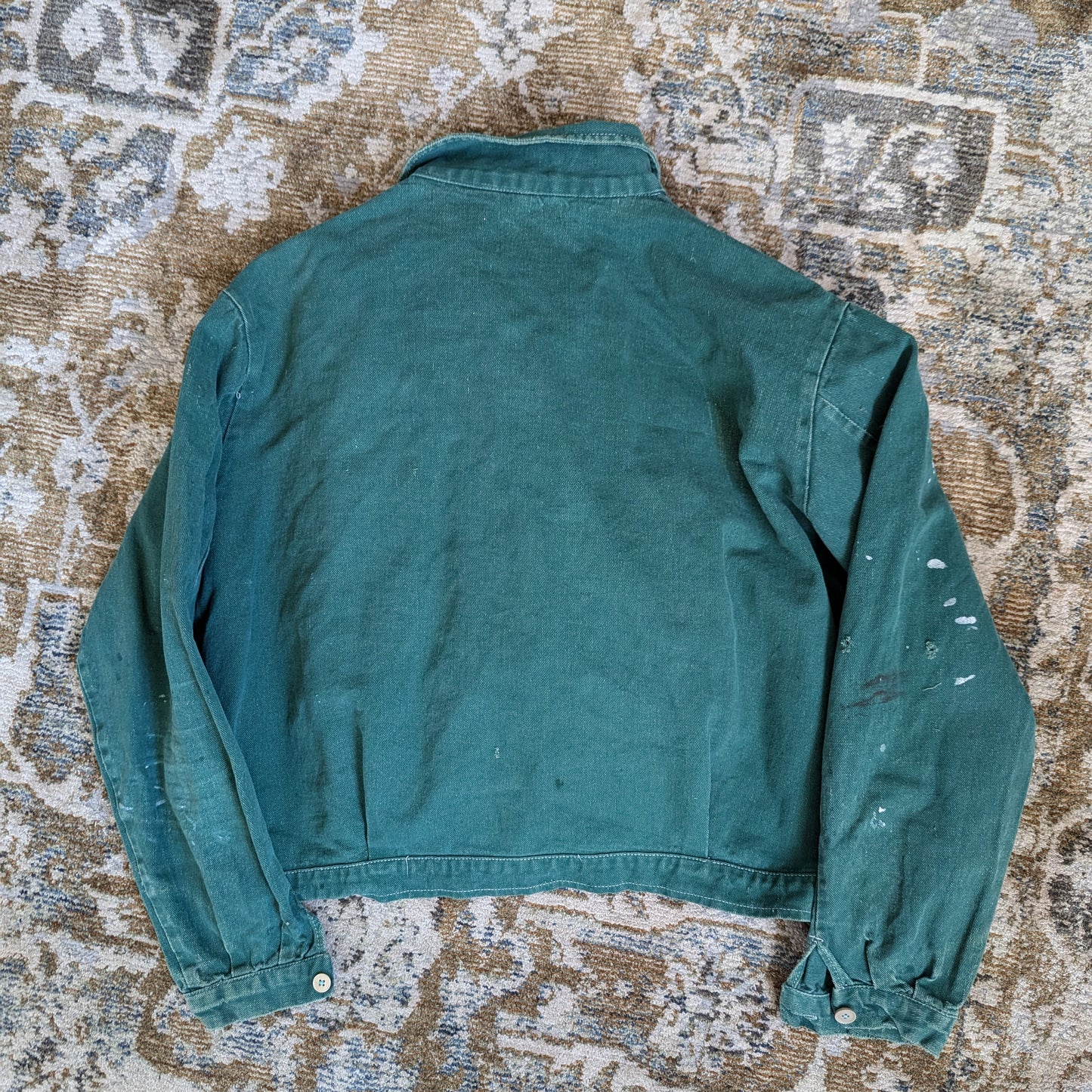 Warden green cropped chore jacket thrashed 80s
