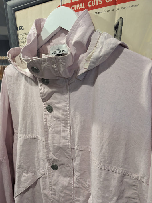 Stone island plated linen jacket in lilac