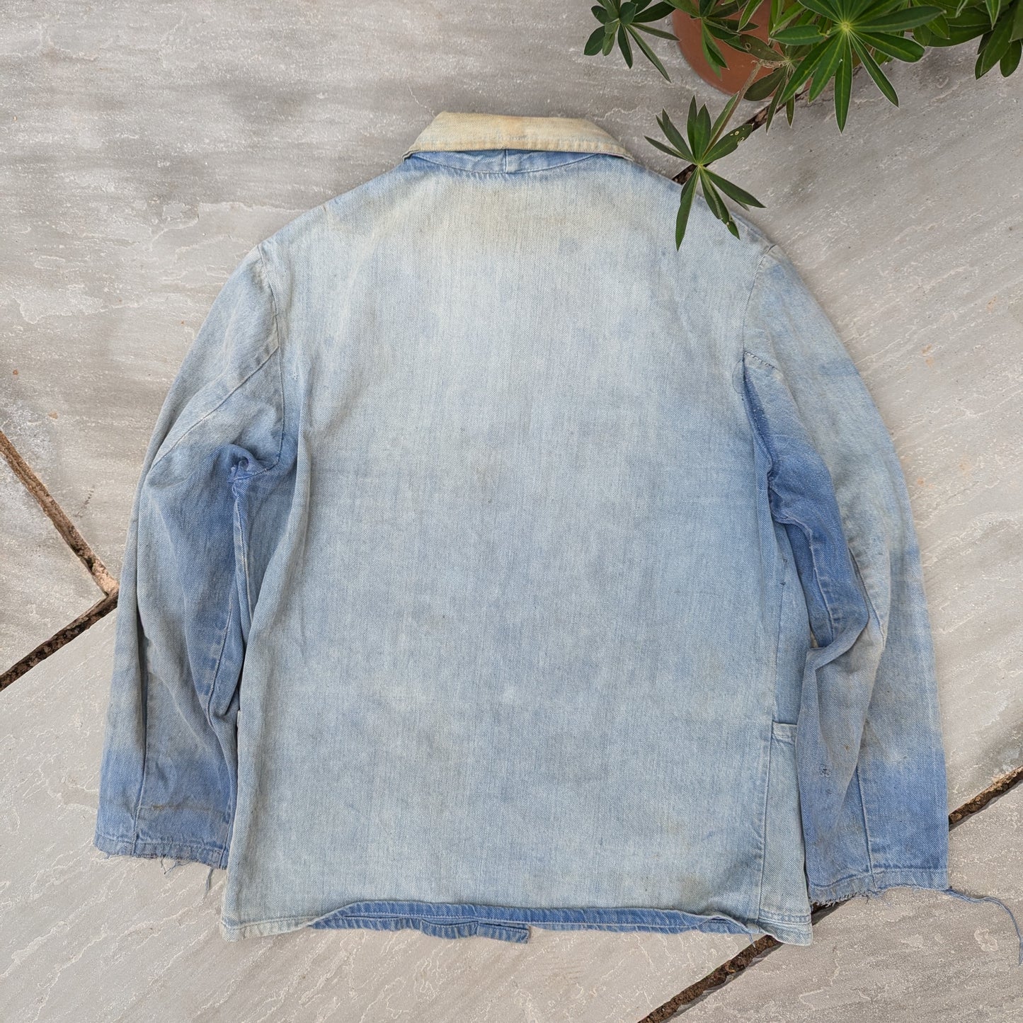 French blue collar faded work jacket