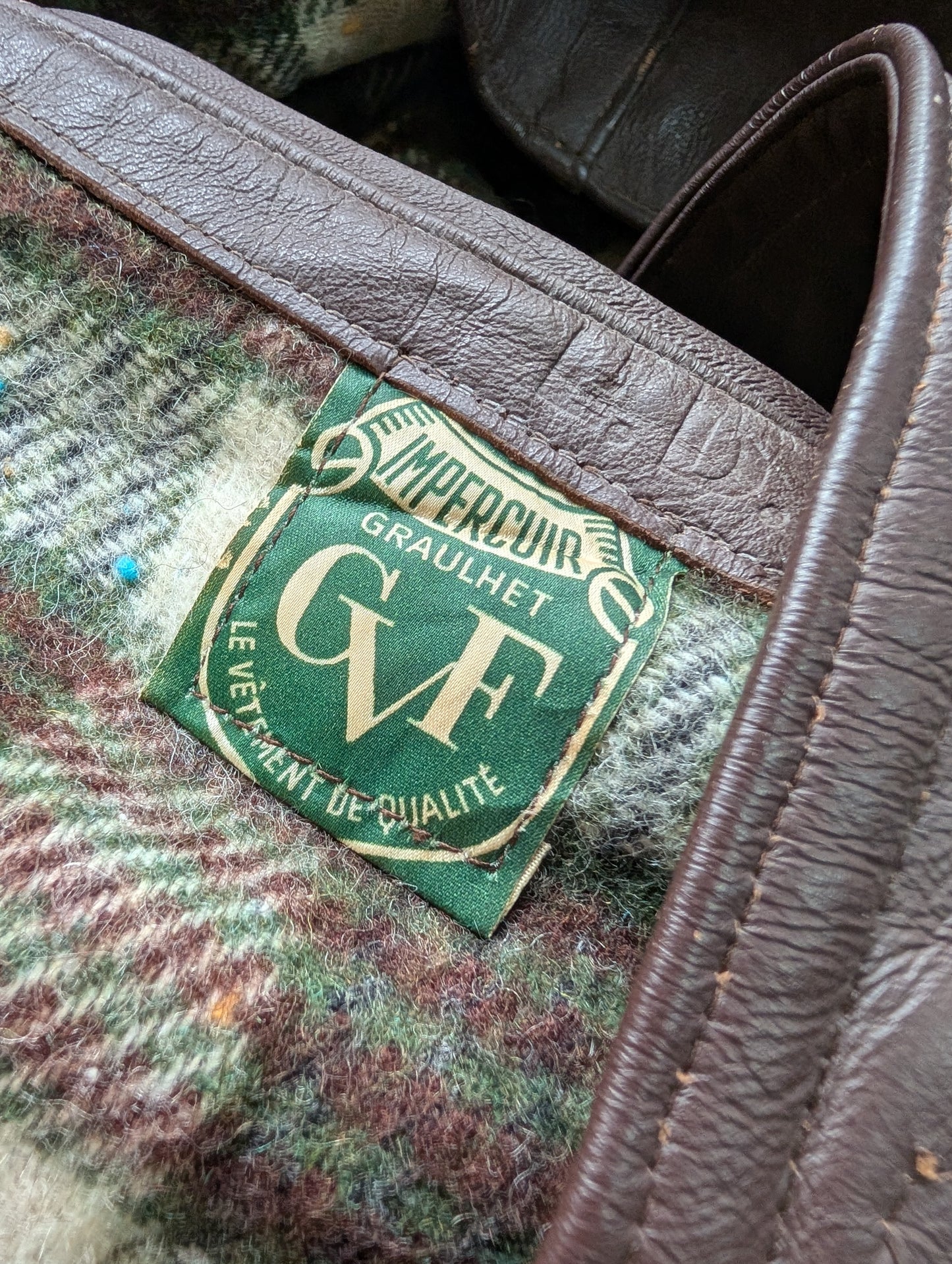 1960s French pompier style leather jacket