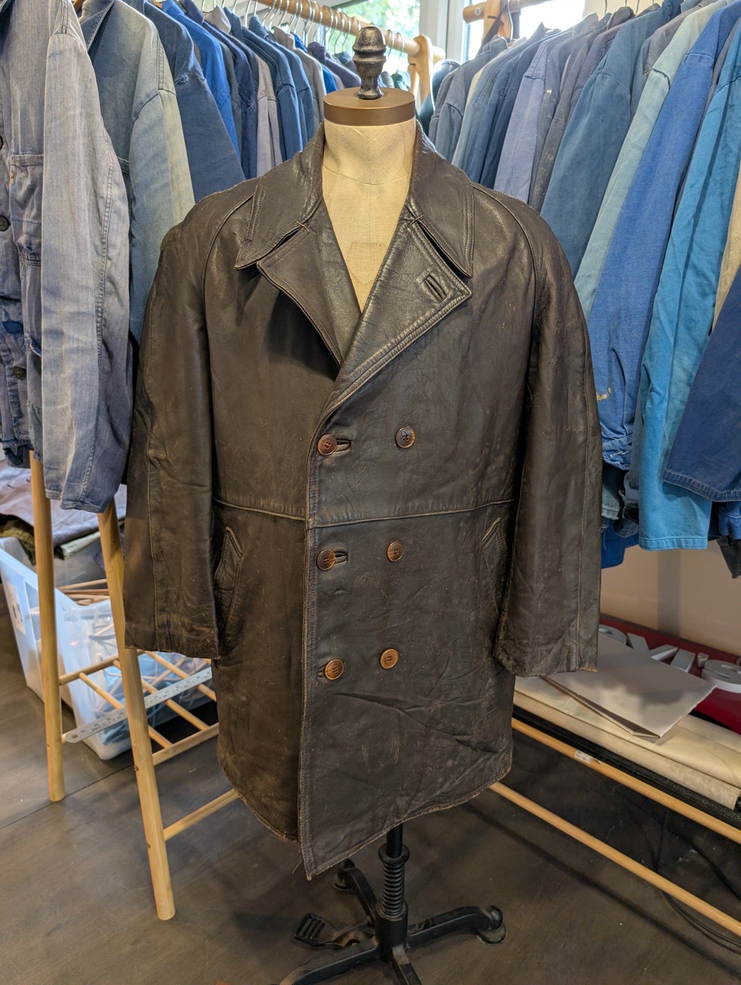 Circa 1950s French revolution leather jacket