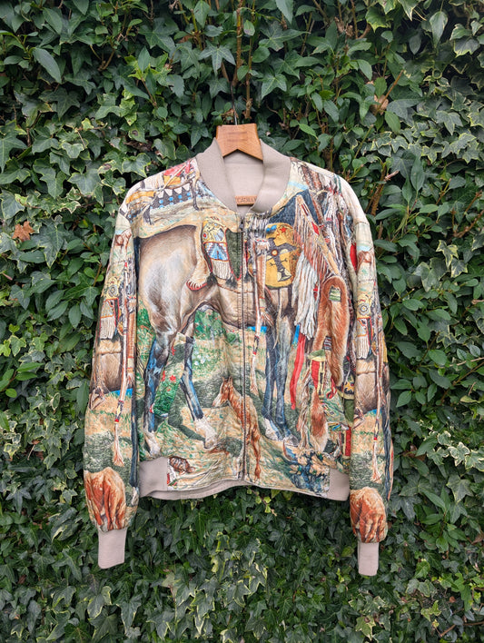 1980's Hermes silk reversible bomber jacket - XL