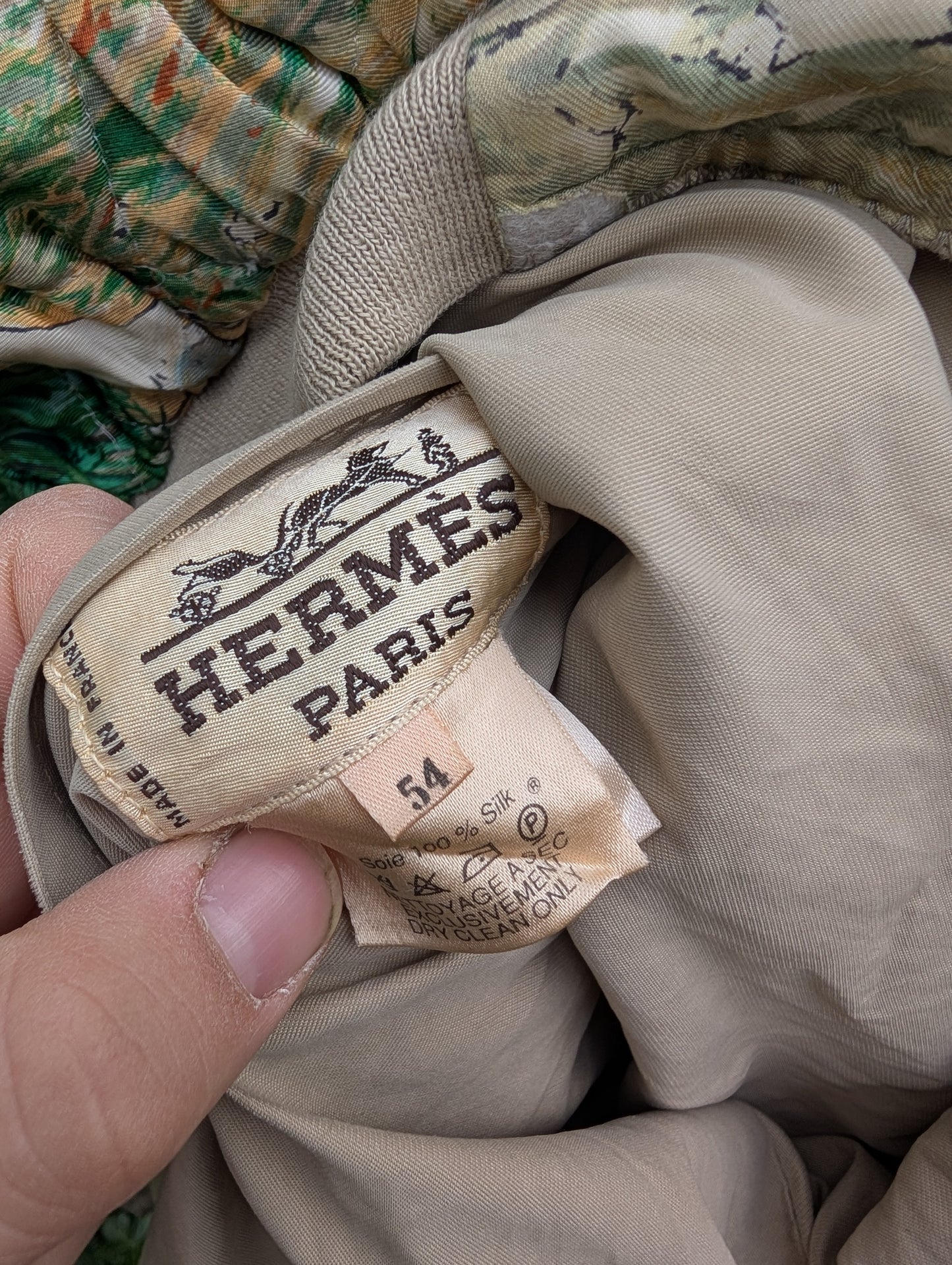 1980's Hermes silk reversible bomber jacket - XL