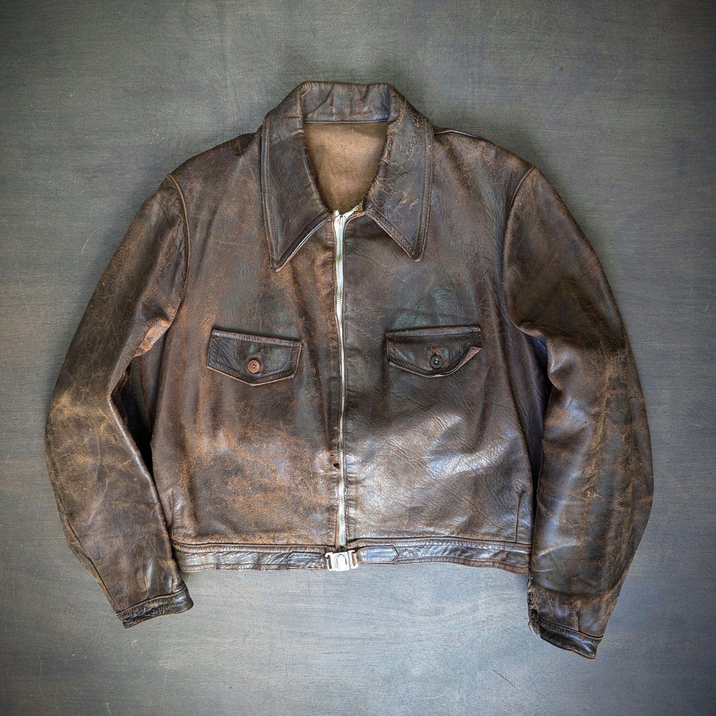 French Cycling Leather Jacket 1930s
