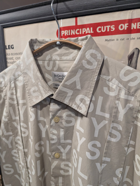 YSL repeat print heavy cotton shirt